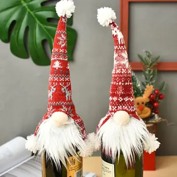

Christmas Gnome Champagne Red Wine Bottle Topper Cover Handmade Swedish Tomte Decoration Holiday Gift