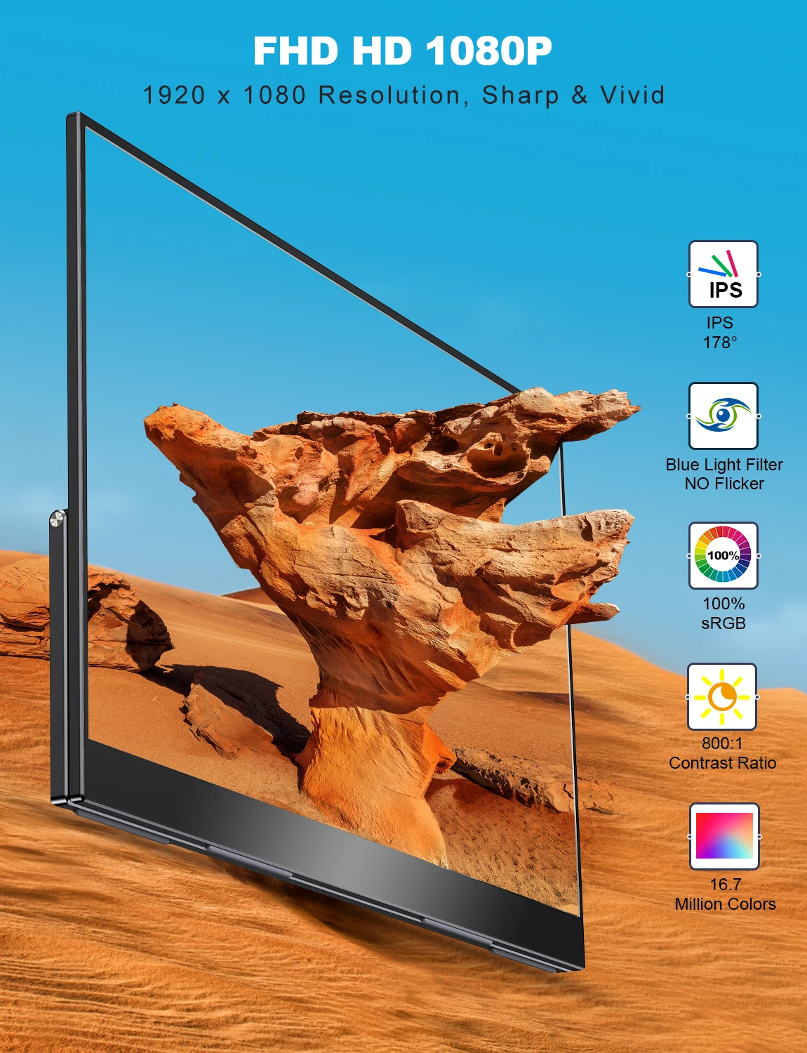 UPERFECT ޴ , Ӹ ũ IPS HDR ̹ ÷, 90    űĵ, 17.3 ġ FHD 1080P 100% sRGB