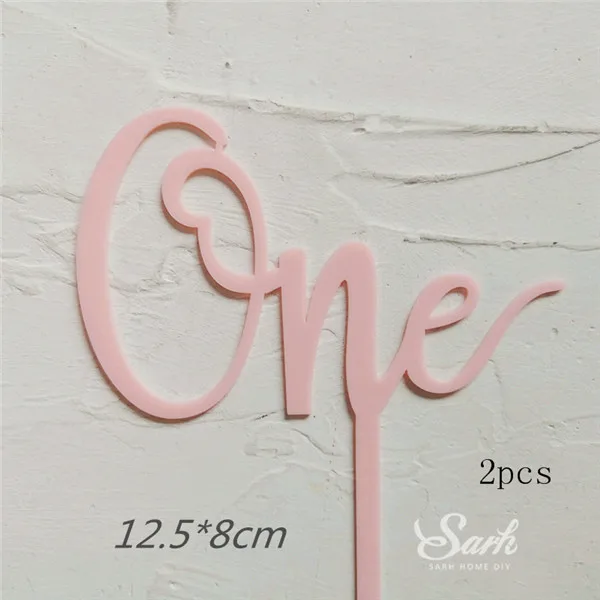 Цвет: розовый, золотистый; акриловая «One» "с надписью Oh Baby" Топпер для торта «С Днем Рождения» Свадебные вечерние украшения десерт для выпечки, очаровательные Подарки для женщин - Цвет: 2pcs