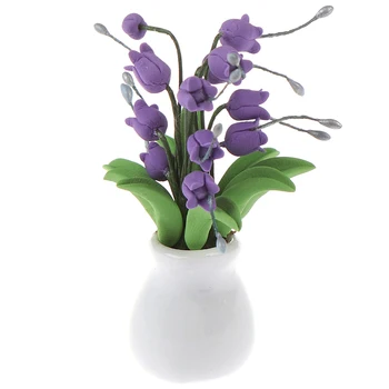 

1/12 Scale Mini Doll House Artificial Green Fake Plant Flower In Pot Fairy Garden Doll Houses Toy Doll House Miniature