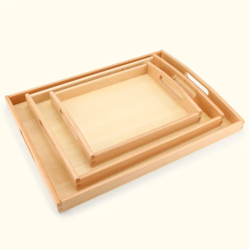 

Montessori Teaching Aids Kindergarten Early Childhood Wooden Handle Building Blocks Tray Large, Medium And Small Size Daily Life