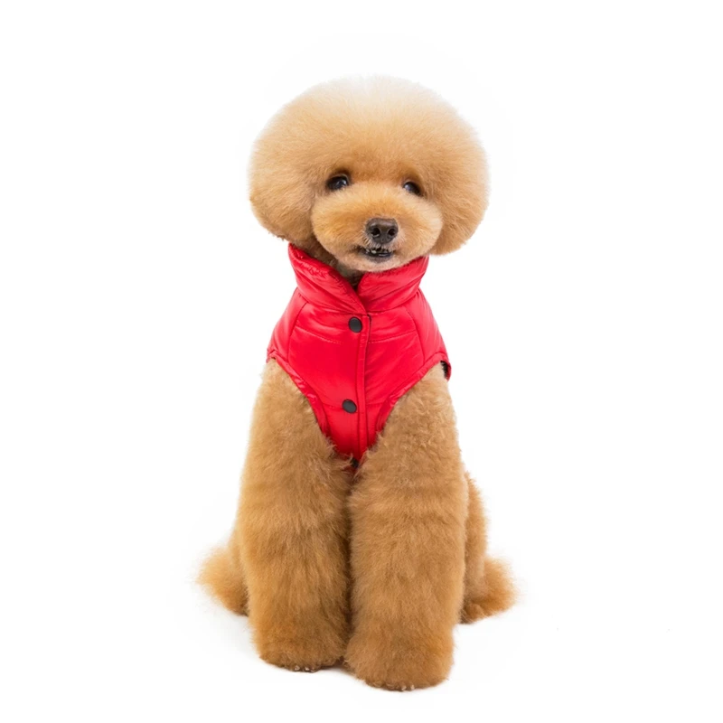 Pet утепленная одежда с принтом в виде собак пальто сплошного цвета, осень-зима теплая куртка щенок комбинезон, костюм для малых и средних собак пуховики и парки