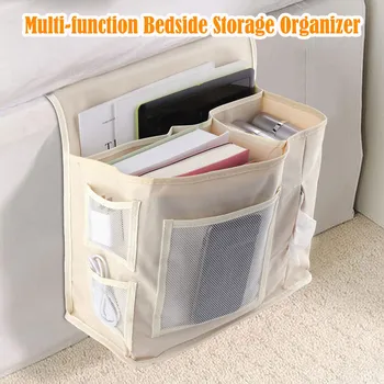 

Storage Bag Bedside Storage Bag Home Large Capacity Multi-Pocket Creative Solid Color Storage Bag With Grid #Zer