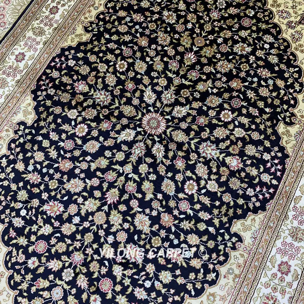 YILONG 4'x6' Hereke шелковый ковер синий для гостиной Vantage ковер персидский Тебриз шелковые ковры (HF311B)