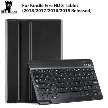 Obudowa na klawiaturę dla Kindle Fire HD 8 2018 2017 2016 bezprzewodowa obudowa klawiatury etui dla Kindle Fire HD 8 8th 7th 6th Gen Funda tanie i dobre opinie Powłoka ochronna skóry CN (pochodzenie) Amazon Kindle fire HD 8 Plus 2020 Stałe 14 5cm Dla amazon kindle BIZNESOWY Kindle fire HD 8 2020