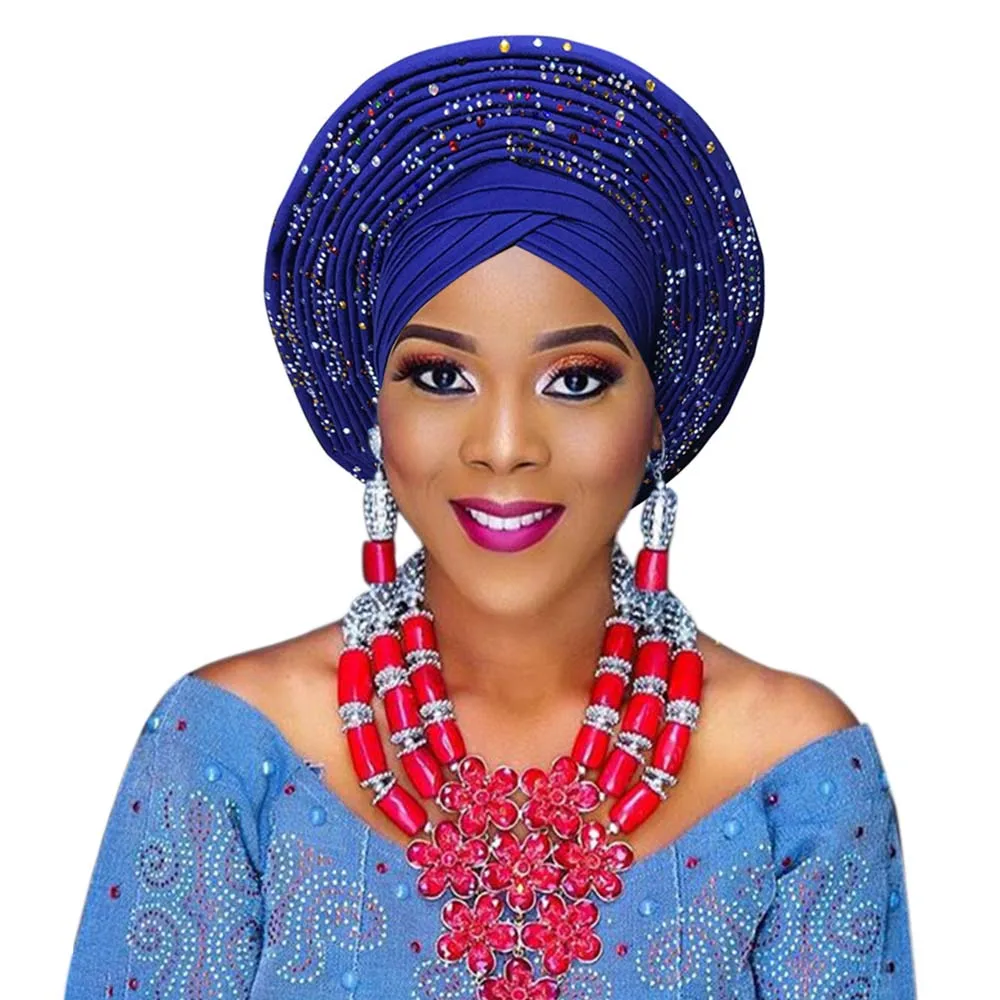 African auto gele headtie nigerian headwrap for wedding party (8)