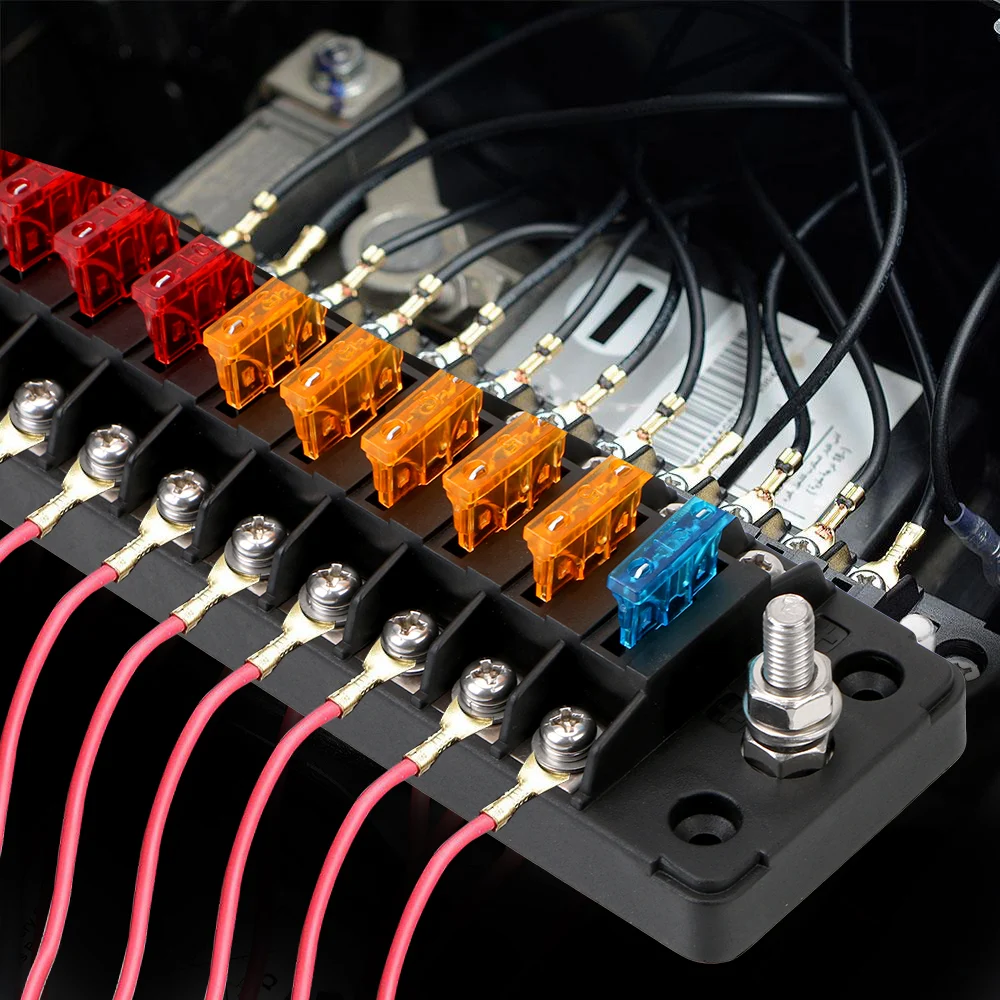 High Capacity Flame Retardant Fuse Box Holder with Cover - 6 to 12 Blade Slots