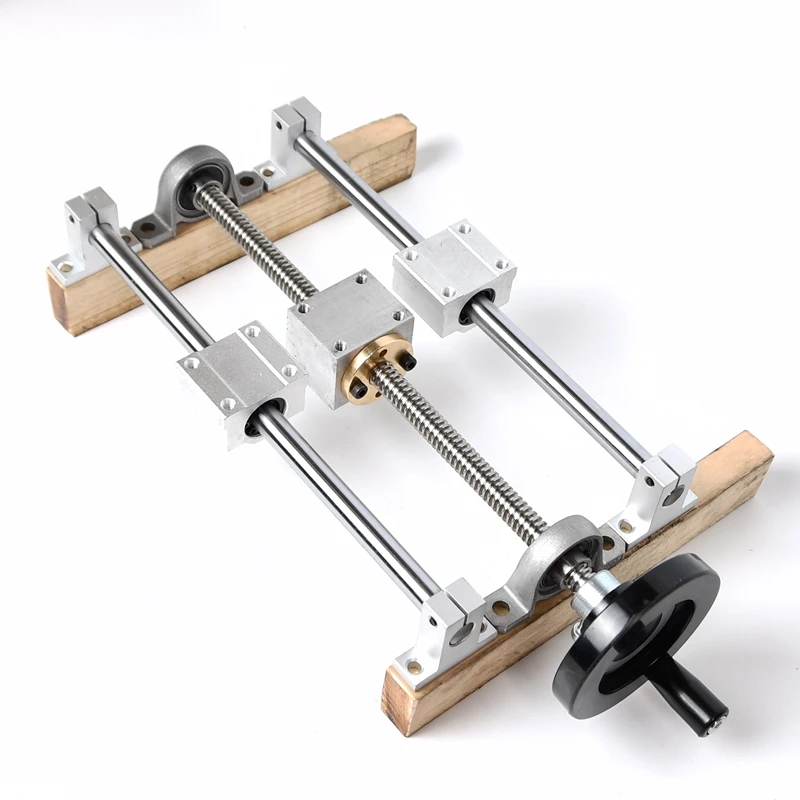 Т Тип винт T12 ручной раздвижной стол двойной направляющий гладкий вал из нержавеющей стали набор винтовых трапециевидных резьбы, диаметр 12 мм|Линейные направляющие|   | АлиЭкспресс