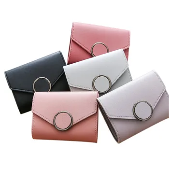 

Arsmundi New Short Leather Purse British Retro Women Solid Color Small Wallets Fashion Hasp Student Wallet Portefeuille Femme