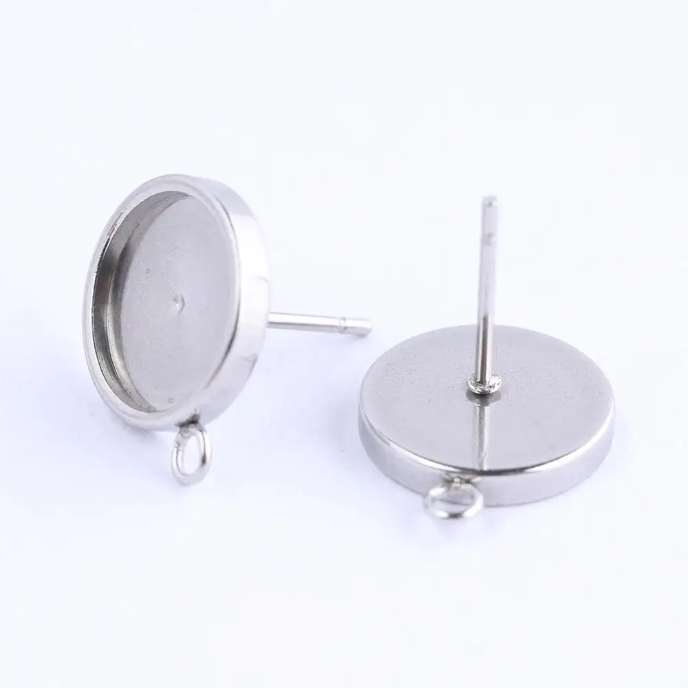 onwear 20pcs stainless steel post earring findings with loop diy earrings connector for jewelry making