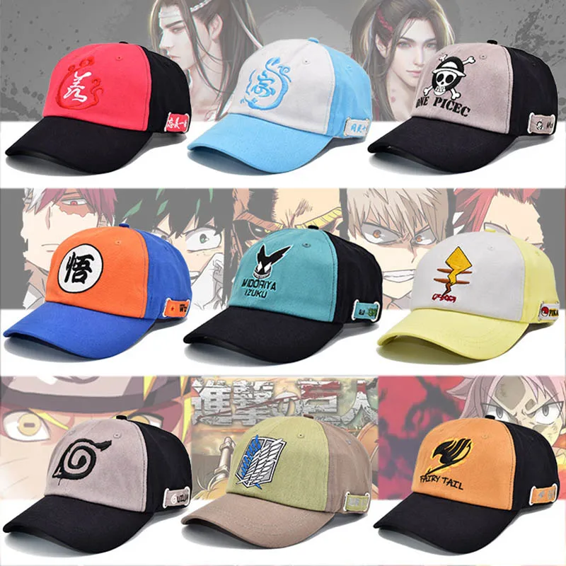 

Anime hats One Piece baseball cap Naruto canvas embroidery visor One Piece color baseball cap Midoriya Izuku Cosplay Peak Caps