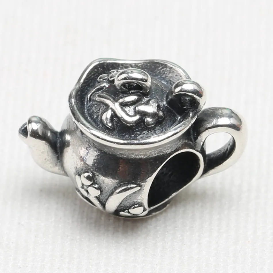

Authentic S925 Sterling Silver DIY Jewelry Vintage Tea Pot Charms fit Lady Bracelet Bangle
