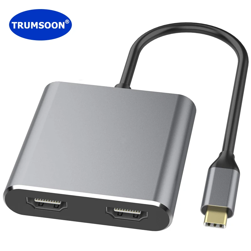 Адаптер TRUMSOON Type C Thunderbolt 3-4K двойной HDMI-совместимый адаптер USB 3 0 для Macbook Surface Samsung S21