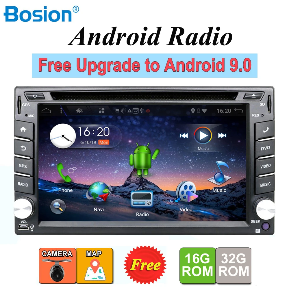 Tanie 2 din android 9.0 samochodowy magnetofon radiowy stereo do uniwersalnego 2din autoradio samochodowy odtwarzacz dvd nawigacja GPS kierownica Wifi mapa