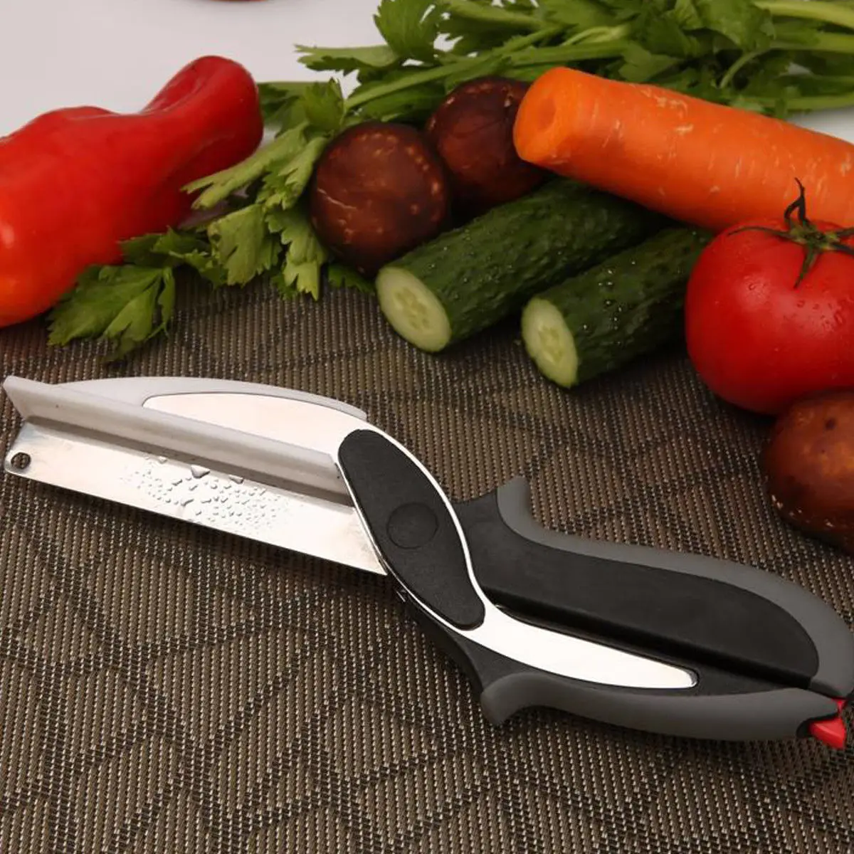 Stainless Steel Kitchen Scissors 2 in 1 Cutting Board Chopper Clever Fruit Vegetable Multifunctional Cutter Stainless Steel Kitchen Scissors 2 in 1 Cutting Board Chopper Clever Fruit Vegetable Multifunctional Cutter