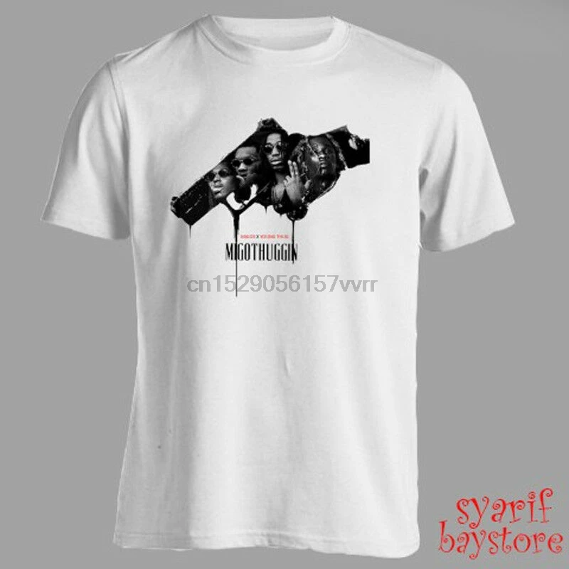 Migos x Young Thug Migo Thuggin Men White T-Shirt Size S M L XL 2XL 3XL |