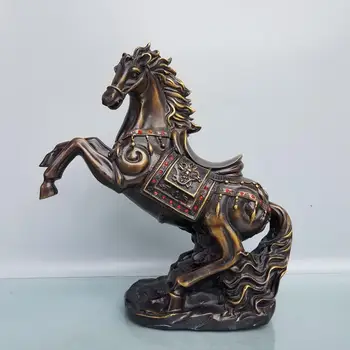 

Home Decor 11" Chinese Seikos Brass mosaic Gem Chinese Zodiac Horse Statue Running horse Prancing horse Implication Success