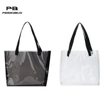 

Clear Women Handbag Transparent Shoulder Bag Large Capacity Shopping Totes Eco Shopping Large Capacity Canvas Purse