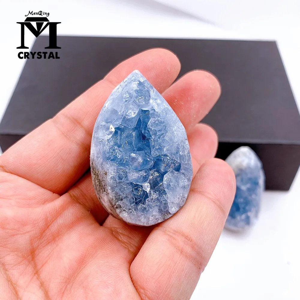Natural Blue Celestite Crystal Quartz Cluster Specimen Decorations Home L6C0 