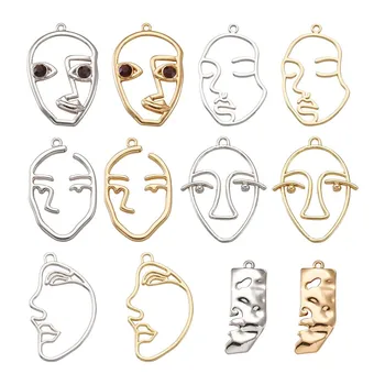 

24pcs/box Alloy Mix Face Shape Pendants Mix Color for jewelry making Necklace Decor Crafts Accessories