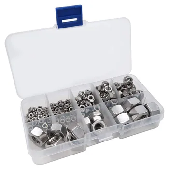

320Pcs M1.6 M2 M2.5 M3 M4 M5 M6 M8 304 Stainless Steel Hex Nut Assortment Kit Hexagon Nuts Metric Thread Assortment