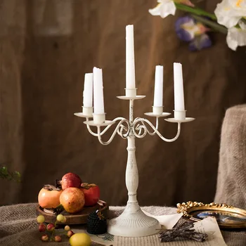 

Retro Nordic Candle Holder Modern White Iron Romantic Centerpieces for Wedding Tables Centre De Table Mariage Home Garden BE50CD
