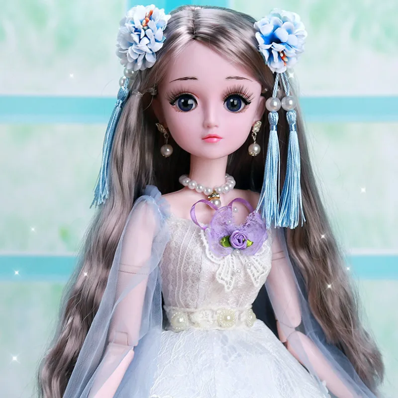 60cm doll suit girl Princess Wedding dress gift box simulation toy single dress puzzle music Princess Doll birthday gift