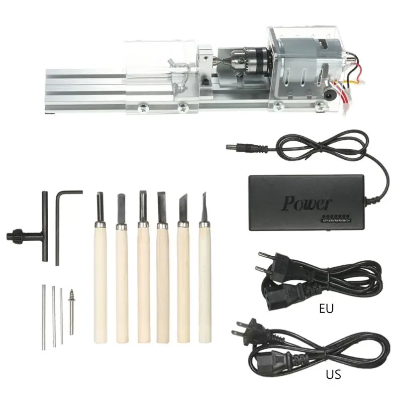 

100W CNC Mini Lathe Machine Tool DIY Woodworking Milling Grinding Polishing Bead
