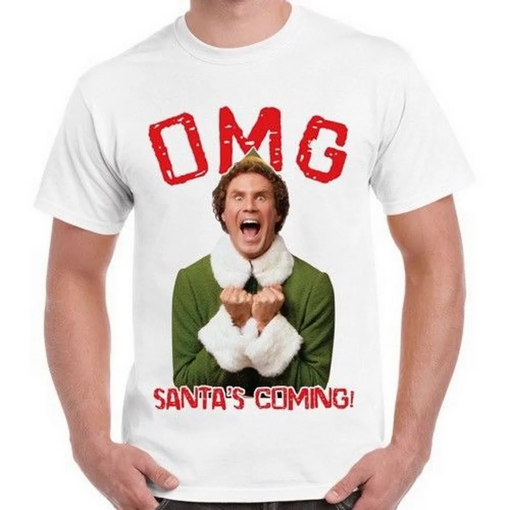 Рождественская футболка в стиле ретро с надписью Elf Christmas Santa's Coming Will Ferrel I Know Him