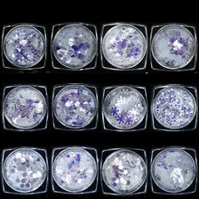 Маникюр новые продукты Снежинка блесток фототерапия Мерцающий Порошок нерегулярные 12 цветов симфония Blueray блесток