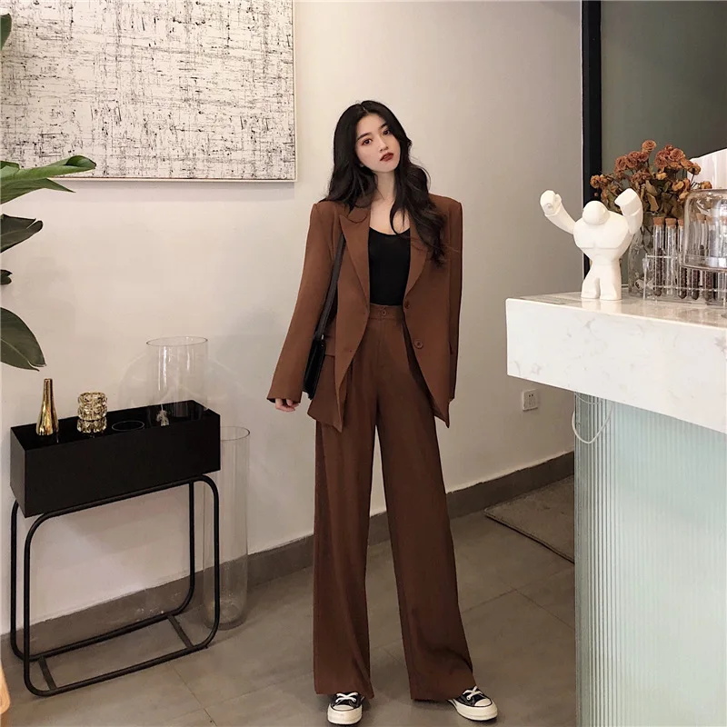 Korean-style New Style Elegant Versatile Loose-Fit Versatile Suit Jacket Trousers Set