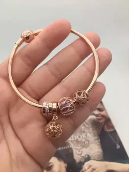 

store high quality 1:1 100% 925 pink sterling gold bills free shipping anklet
