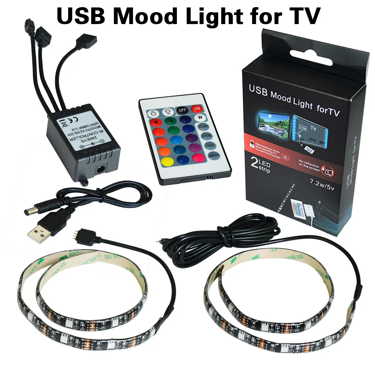 

5sets 5050smd LED Strip Lamp With Usb Line Television Background Lamp Strip Bar 5v 2 * 50cm Rgb Seven Soft Strip Flexible Light