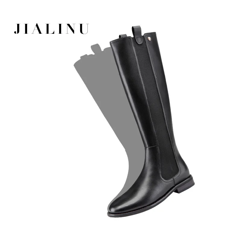 

Jialinu 2020 No Over The Knee Long Flat Bottom Locomotive Knight Boots Are Slim And Versatile