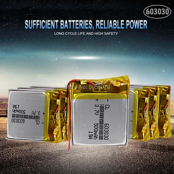 

20pcs 500mAh 3.7V rechargeable battery 603030 li polymer lithium battery for MP3 MP4 GPS DVD recorder e-book camera power bank