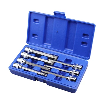 

New 7 Pcs Hex Point End Bit Socket Set Drive extra Long Reach Allen Metric for Auto Car Repair Household Repairing Hand