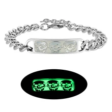Новая мода пара светящийся браслет светится в темноте вечерние Панк ювелирные изделия браслет Классические из нержавеющей стали серебряные ювелирные изделия