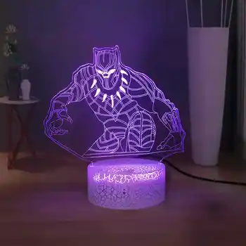 

3D Stereo Night Light Marvel Superhero USB Desk Lamp Black Panther RGB 7colorful Bedside Sleep Table Lamp Novelty Kids Toy Gift