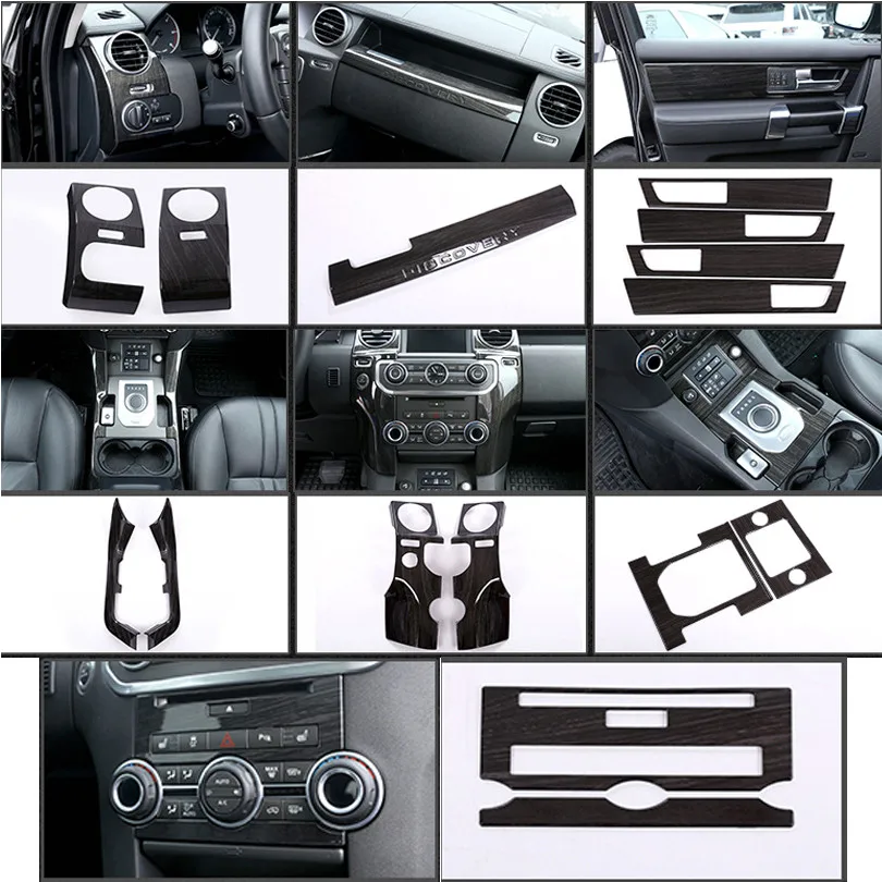 Черное дерево зерна интерьер молдинги крышка отделка для Land Rover Discovery 4