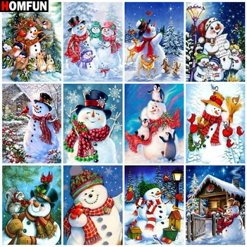 

HOMFUN 3D Diamond Painting "Snowman christmas" DIY Full Rhinestones Drill Cross-stitch Kits Square Round Diamond Embroidery