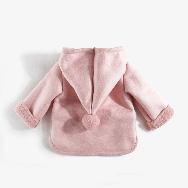 Детское пальто теплая зимняя одежда с капюшоном для маленьких девочек Детские утепленные бархатные парки, пальто Детская верхняя одежда с игрушкой кролика