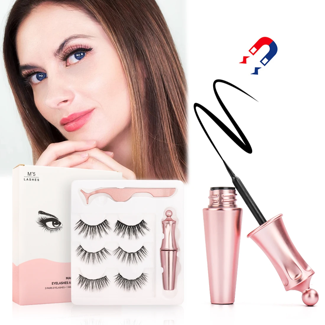 3Pairs Magnetic Eyelashes And Eyeliner Set 5 Magnet 3D False Eyelashes Natural Soft Wispy Faux Mink Magnetic Fake Lashes Makeup 3Pairs Magnetic Eyelashes And Eyeliner Set 5 Magnet 3D False Eyelashes Natural Soft Wispy Faux Mink Magnetic Fake Lashes Makeup
