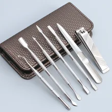 Exhibition Stainless Steel Manicure Steelpushing 7-Piece Set Nail Clippers Double Headed Xiaogang Push Nail Polish xie jia dao s