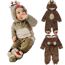 Déguisement de noël pour bébé garçon, combinaison en flanelle, pyjama à capuche pour enfant en bas âge, vêtements d'hiver 