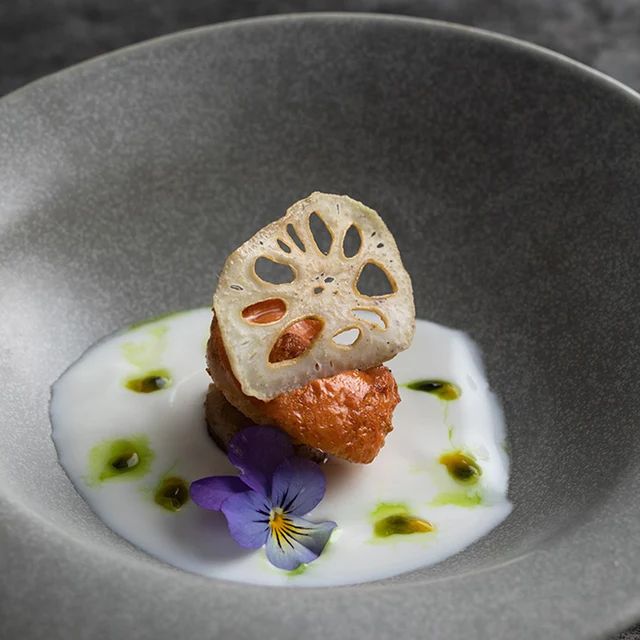 Guopin Design Északi Szürke Színű Kő Kalap Alak Sushi Tányér Rizs Tál Étterem Kavicsok Sima Mártás Edény - Image 3