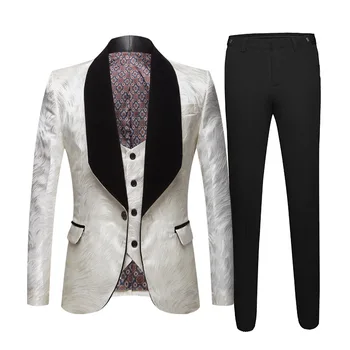 

Ready to Ship Perfomance Men Suits Three Piece Set Glitter Patterns 2020 Mens Evening Party Suits Wear