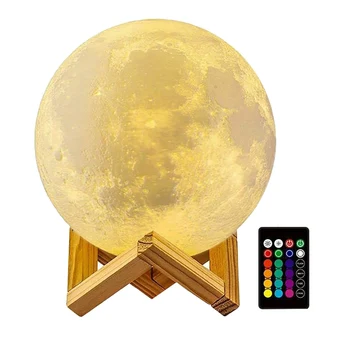 

15cm 3D Printed Moonlight LED Night Light Creative Press Switch Moonlight Built-in Bluetooth Speaker