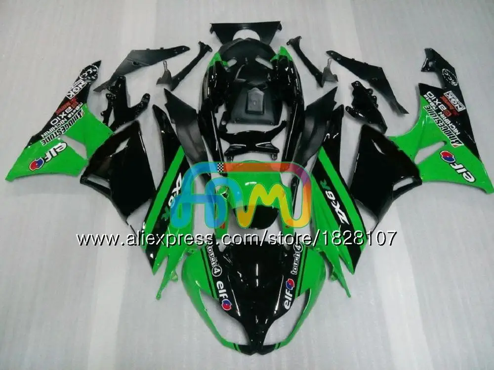 Корпус для KAWASAKI ZX636 ZX600 ZX-6R ZX 6R ZX 636 600CC 9BS. 0 ZX-636 ZX6R 09 10 11 12 2009 2010 2011 2012 обтекатель зеленого, красного, черного цвета - Цвет: No. 7