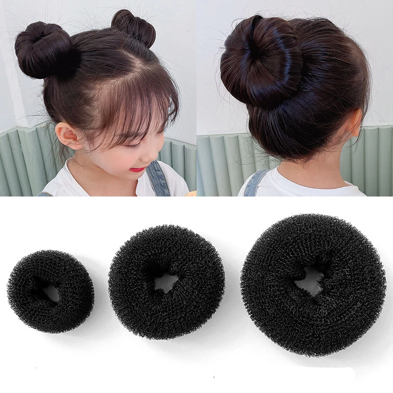 女の子用の黒いシュシュ ヘアアクセサリー お団子スタイルのツール 女子ヘアアクセサリー Aliexpress