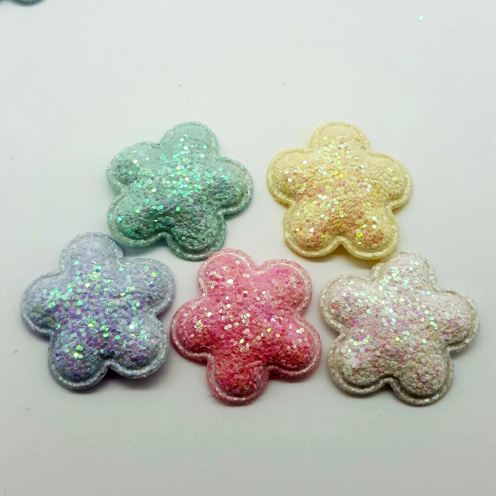 random color 10 шт Конфеты ремесла Блестящий патч с милыми цветами для девочек бант для волос аксессуары прочно держаться на поверхности патчи для пошив одежды патч наборы сделай сам DIY - Цвет: random color